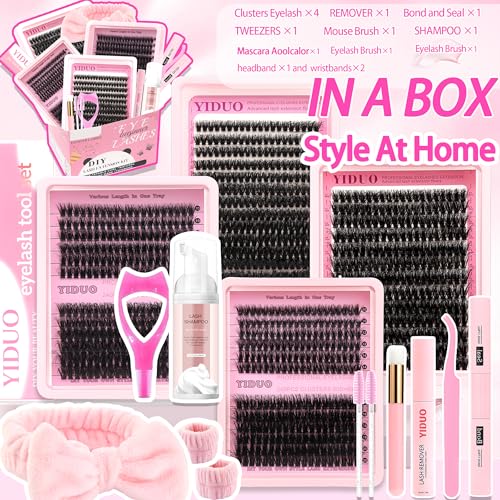 Full-Classic Lash Clusters Kit - 994 Pcs 3D Volume Extensions, 10-20mm Curly Wispy DIY Eyelash Kit