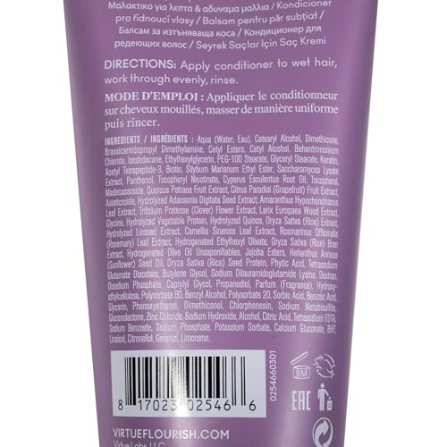 Virtue Flourish Conditioner for Fine Hair - Sulfate-Free, Detangling, GrowThick, Color Safe, 2 Fl Oz