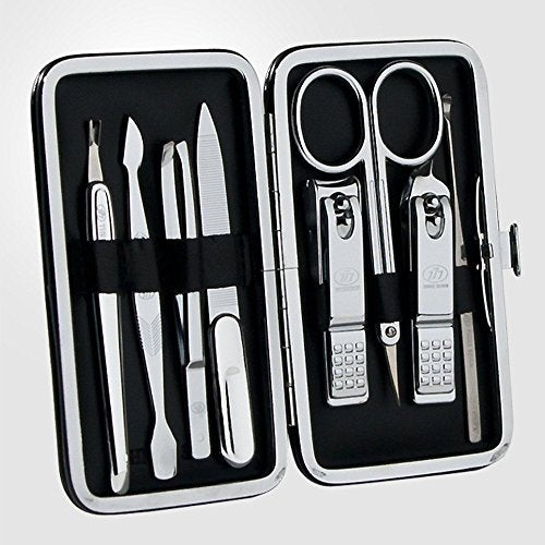 Travel Manicure Grooming Kit with Nail Clippers and Tools - 8 Pieces, Made in Korea