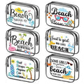 6 Pcs Clear Beach Makeup Bags Gift for Women Bulk Toiletry Bag Cosmetic Bags Beach Accessories for Women Waterproof Travel Bags Multifunction Pouch for Friend Sister Vacation