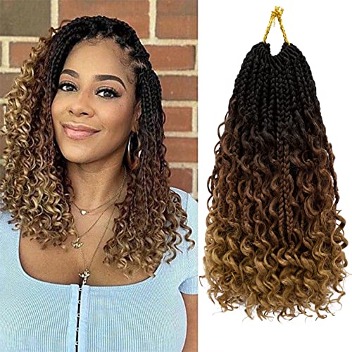 Pre-Looped Goddess Box Braids Crochet Hair 12 Inch - Bohemian Style, 8 Packs - Variation #1B/30/27