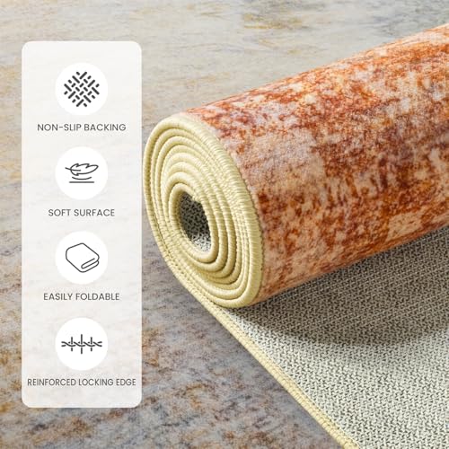 8x10 Rosy Cloud Abstract Washable Area Rug - Non-Slip Stain Resistant