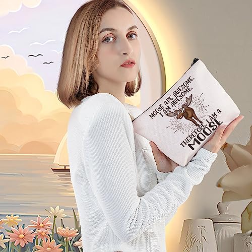 LEVLO Moose Cosmetic Makeup Bag - Makeup Zipper Pouch Bag For Moose Fans