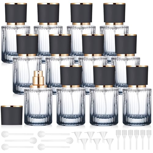 Refillable Perfume Bottles Set - 12 Black 30ml Spray Travel Containers