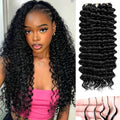 Deep Wave Crochet Hair 16 Inch 60 Roots - Black Feather Crochet Extensions