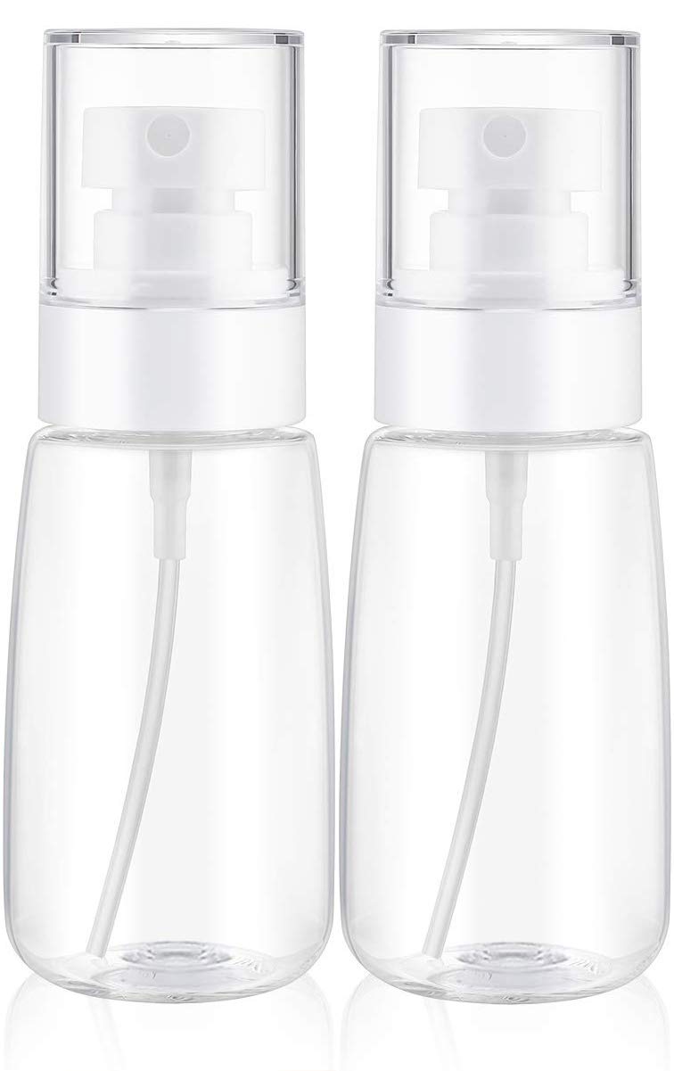 TOSERSPBE Spray Water Bottle Hair Mister, Fine Mist Stylist Sprayers 360 Empty Small Misting Spritzer, Perfume Atomizer with Pump Clear Containers 2PCS/2oz