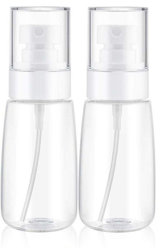 TOSERSPBE Spray Water Bottle Hair Mister, Fine Mist Stylist Sprayers 360 Empty Small Misting Spritzer, Perfume Atomizer with Pump Clear Containers 2PCS/2oz