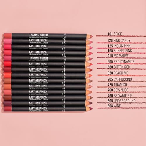 Rimmel Lasting Finish 8HR Soft Lip Liner Pencil - Vibrant, Blendable Formula to Lock Lipstick in Place for 8 Hours - 120 Pink Candy, .04oz,Pack of 1