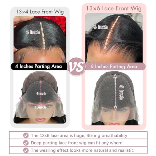 Human Hair Lace Front Wigs 26 Inch 13x6 HD Transparent Lace Natural Color 200 Density