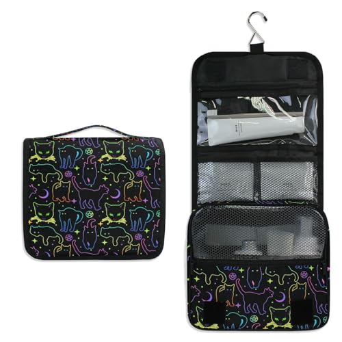MNSRUU Hanging Toiletry Bag Witchcraft Black Cats Makeup Bag Travel bag for Toiletries Portable Toiletry Organizer Bags Toiletry Bag for Women Men, Travel-Essentials Toiletry Bag