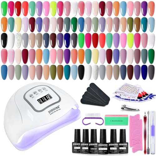 JODSONE Gel Nail Polish Kit with UV Light Set-08, 55 Colors & Top Coats