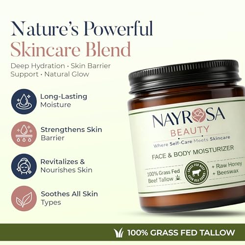 Natural Beef Tallow Moisturizer for Face & Body - 120ml Whipped Hydrating Cream