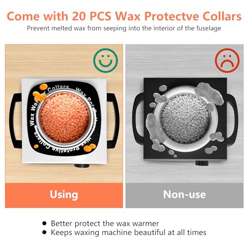 Professional Wax Warmer Single Pot Waxing Kit for Painless Hair Removal, Women Men Portable Wax Heater Machine with Adjustable Temperature Set, 50pcs Sticks, 20pcs Protective Collars