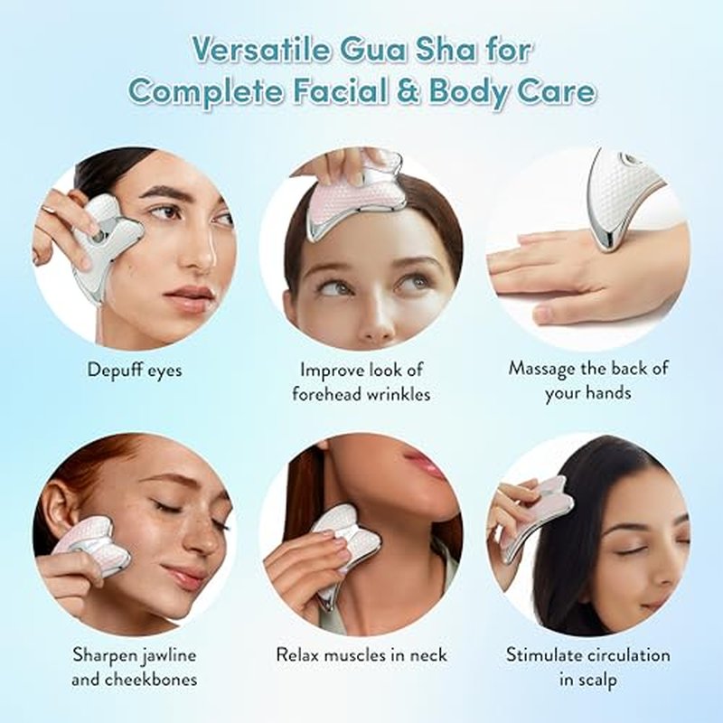 ?clat Gua Sha Facial Massager for Lymphatic Drainage, Face, Neck & Body Scraping Tool, Heated Electric Portable Face Lift Beauty Device, Jawline Shaper, Double Chin Reducer for Firming & Contouring