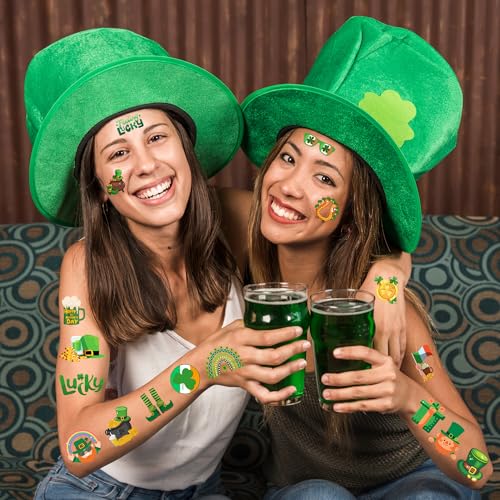 50 PCS St Patrick's Day Tattoos Stickers for Kids, St Patricks Day Decorations Accessories, Irish Shamrock Tattoo Stickers for Party Favors Supplies