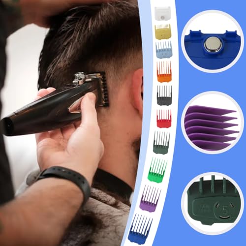 US! 10-Pack Magetic Clipper Guards Set for Baby*liss Pro FX870/ FX825 Series, Color Coded Clipper Guides Replacement - Length: 1/16" to 1"