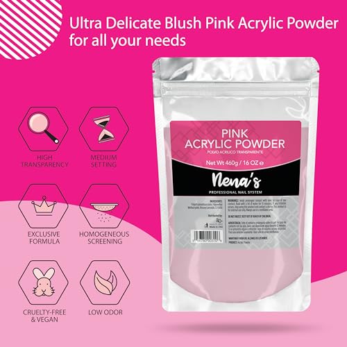 Nena's Sculpting Powder Acrylic Nail System Pink Medium 16 oz - Variation Pink