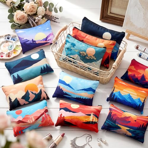 36 Pcs Mountain Makeup Bags Set - Waterproof Travel Cosmetic Organizer with Zipper - Colorado Mountain Gifts