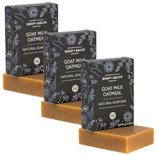 Unscented Oatmeal Honey Goat Milk Soap Bar 3-Pack for Dry & Sensitive Skin
