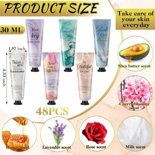 48pcs Thank You Hand Cream Gift Set - Portable Moisturizer with 6 Scents