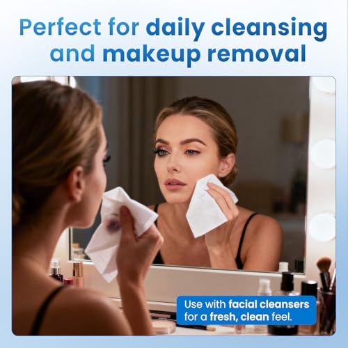 Borje Face Towels XL, Disposable Face Towel 10" x 12", 100 Count (2 Packs of 50), 100% USDA Biobased Facial Towelettes, Ultra Soft & Thick Makeup Remover Dry Wipes for Women Cleansing