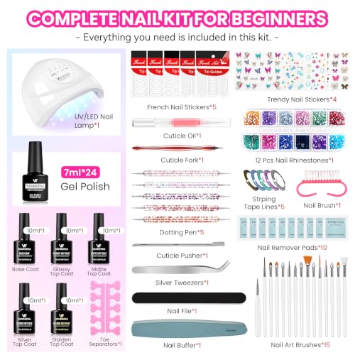VANREESA Acrylic Nail Kit with Gel Polishes, Tips & Salon Tools for Beginners