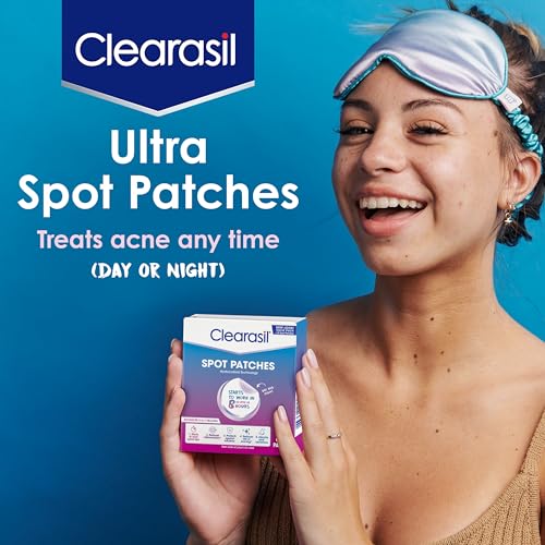 Clearasil Day and Night Spot Patches, Advanced Healing Hydrocolloid Acne Pimple Treatment, Blemish Spot Stickers for Face, 30 Count