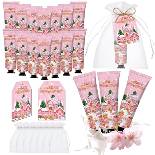 Gingerbread Man Hand Cream Set - Christmas Holiday Moisturizing Gift Bulk 50 Sets with Cards & Bags