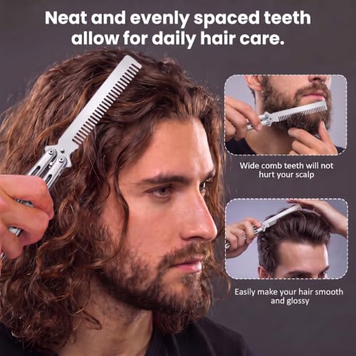 6-Pack Stainless Steel Folding Hair Combs for Styling & Travel