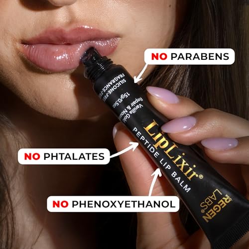 LipLixir Non Toxic Peptide Lip Balm ? EWG¢ç VERIFIED, All-Natural, Ultra-Clean, Hydrating, Doctor Approved Lip Gloss ? Fragrance-Free with Shea, Cocoa & Coconut Oil, (Reformulated Thicker Formula)