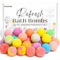 Organic Refresh Bath Bombs Set - 24 Mini Bath Fizz for Women & Kids, Aromatherapy, Gift Ready - Variation of THIS listing