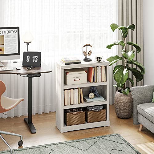 3-Tier Small Bookcase with Adjustable Shelves - White Oak, 39"H