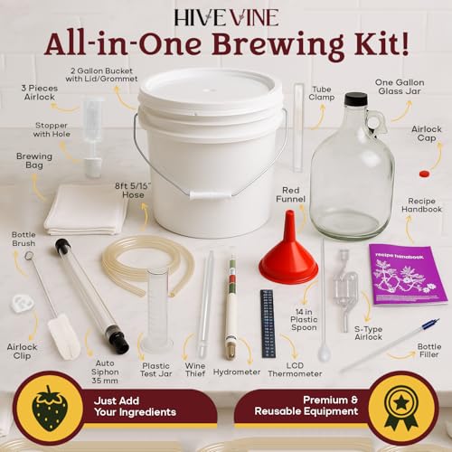 Complete Wine & Mead Making Kit for Home Brewing - Includes Glass Carboy & Fermenter