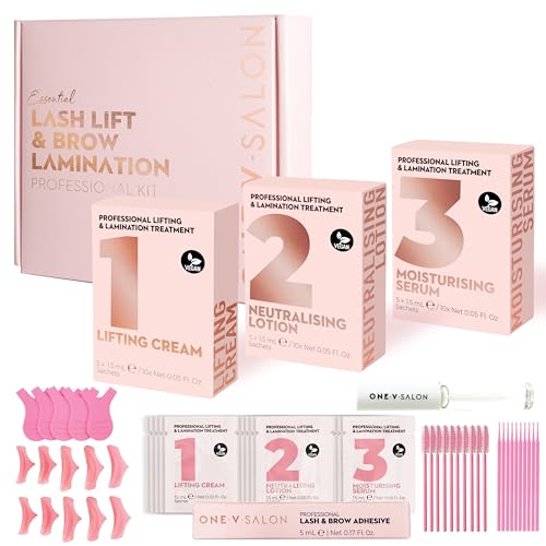 One V Salon Essential Lash Lift & Brow Lamination Professional Kit ? Instant Lift for Lashes & Brows ? Vegan, Long-Lasting, Lash and Brow Lift Kit with Sachets, Tools (Multicolor-3)