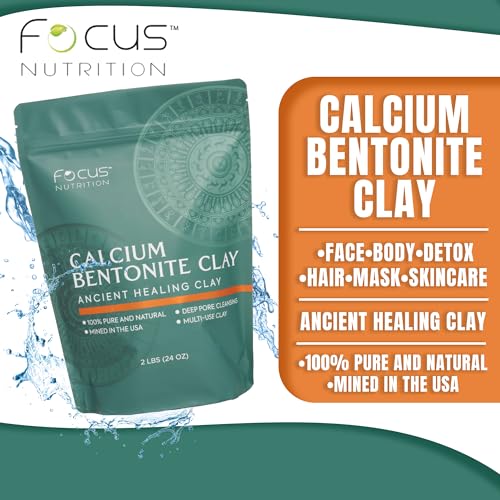 Calcium Bentonite Clay - 2 lbs Calcium Bentonite Clay Powder Clay Mask for Face Body Detox Hair Mask Skincare Ancient Healing Clay