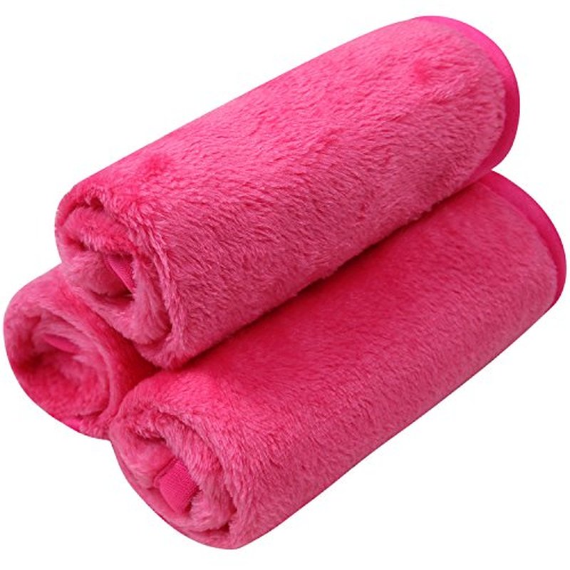 Microfiber Makeup Removal Cloths Ultra Soft Facial Cloths, Pack Of 3, 12 x 12-Inch, Dark Pink