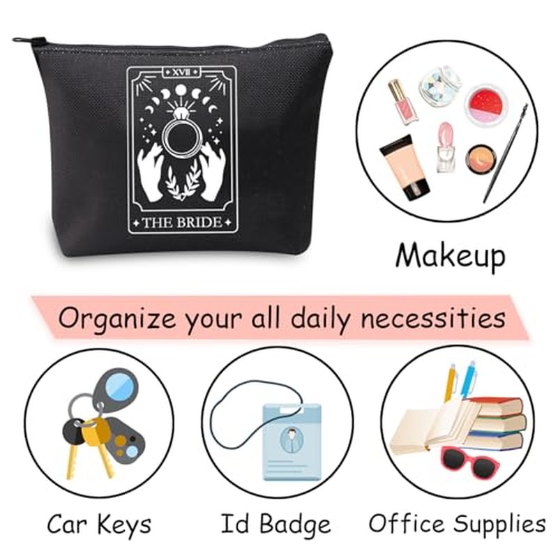 JXGZSO Witchy Bride Gift Tarot Card The Bride Cosmetic Bag Tarot Card Lover Gift Celestial Bachelorette Gift Tarot Wedding Gift (Witchy Bride Gift Black)