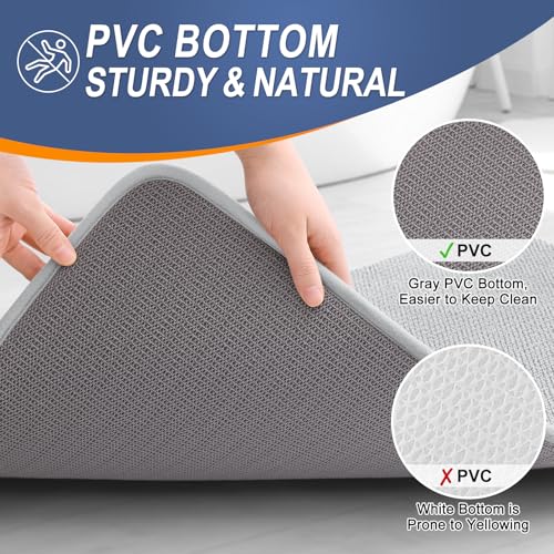 Memory Foam Bathroom Rug 59x35 Light Grey Absorbent Non-Slip Bath Mat