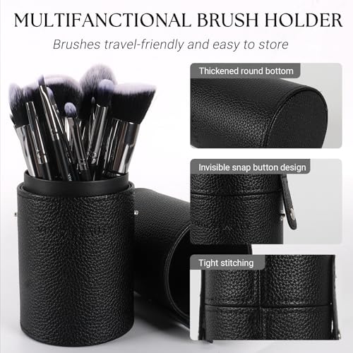 Black 18-Piece Professional Makeup Brush Set with Travel Case for Face & Eyes
