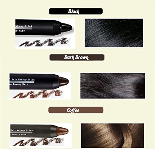 Professional Hair Chalk Temporary Hair Dye Non-toxic Hair Color Crayon Cover White Hair Color Patch (2packs-dark Brown-dark Brown)