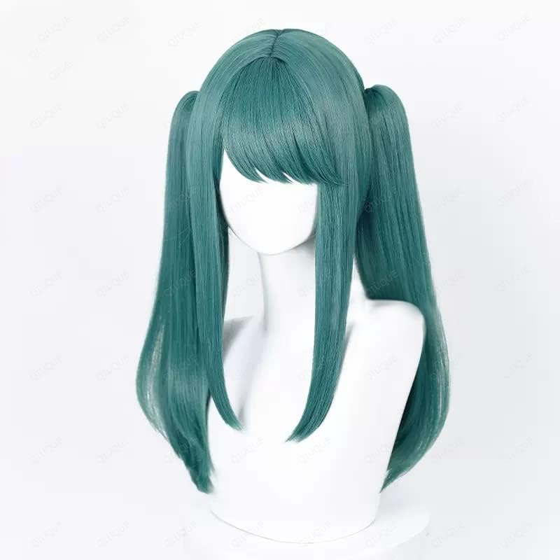 Anime Cosplay Wig Clip-On Ponytails for Women - Gray Green Synthetic Wigs