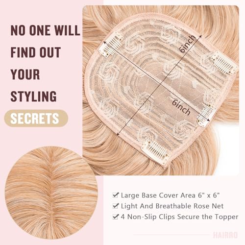 Long Wavy Clip-In Hair Topper with Side Bangs for Women - Synthetic Hairpiece, White Blonde