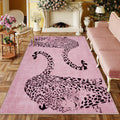 OJIA Pink Leopard Print 5x7 Washable Area Rug for Living Room, Soft & Non-Slip