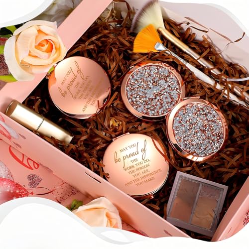 Rose Gold Compact Mirror Set - 10 Pcs Inspirational Makeup Mirrors for Women Variation of THIS listing