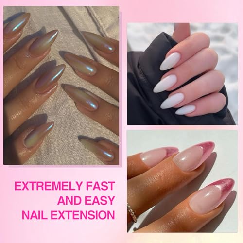 SAVILAND Almond Gel Nail Tips Kit with UV Lamp & Nail Drill - 14-Almond