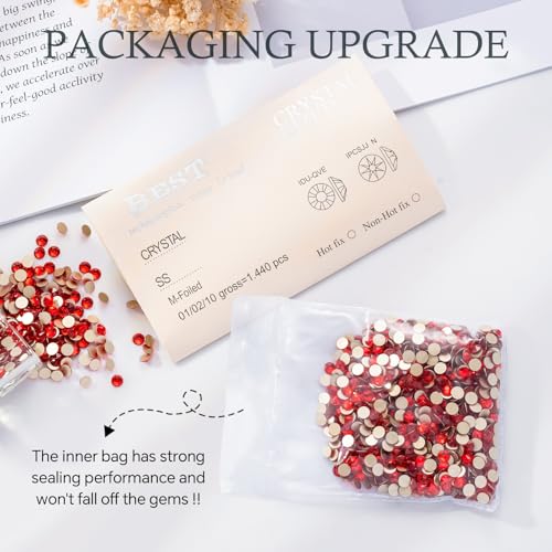 MEIBITE 1440PCS SS20 Red Flatback Rhinestones 4.6-4.8mm - Craft Embellishments