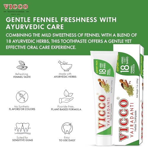 Herbal Toothpaste with Fennel & 18 Ayurvedic Herbs - Fluoride-Free, 7 oz, Pack of 3