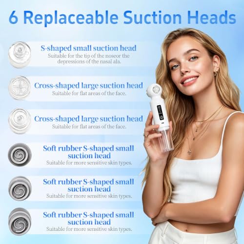 Blackhead Remover Vacuum with Hot Compress and 6 Interchangeable Probes