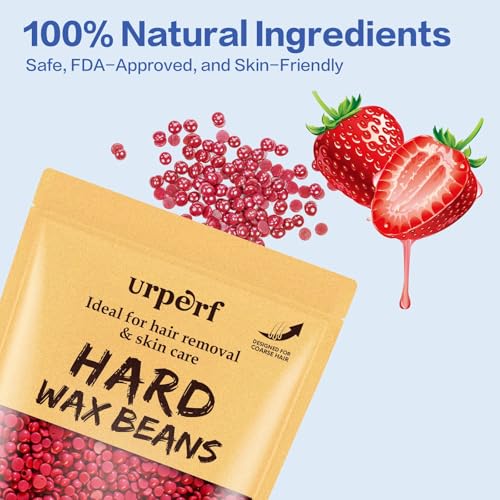 Hard Wax Beads for Coarse Hair, Sensitive Skin, Body, Facial, Brazilian Bikini, Legs, 2.2 lb Wax Kit with 60g Care Cream & 24 Applicator Sticks for At Home Hair Removal