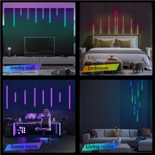 RGB+IC Smart Recessed Wall Panel Lights 8PCS with Varying Lengths - App & Remote Control